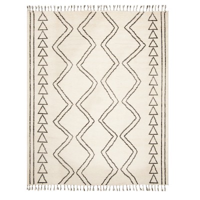 Ivory/Black Geometric Design Knotted Area Rug 9'X12' - Safavieh