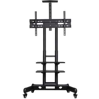 Yaheetech Adjustable Mobile TV Stand Rolling TV Cart with Wheels Black