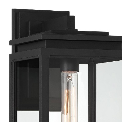 Matte Black Rectangular Prism Glass Outdoor Wall Light