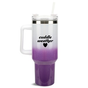 100 North Cuddle Weather Love Heart Wrap-Around 40 Oz. Stainless Steel Water Bottle Coffee Mug, Spill & Leak Resistant, Travel Tumbler with Handle, - 1 of 4