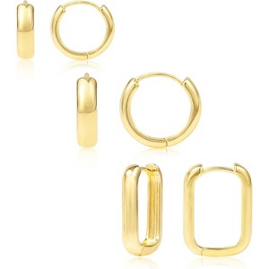 3 Pairs Small Huggie Hoop Earrings Set 14K Gold Hypoallergenic Lightweight Huggie Hoops Earrings for Women Girls - 1 of 4