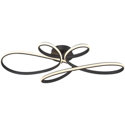 Helix Black LED Ribbon Semi-Flush Mount Ceiling Light