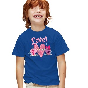 Boys' Short Sleeve Spongebob Valentine's Love With Gary And Snellie - 1 of 4