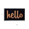HomeRoots 17" X 29" Black And Natural Hello Outdoor Coir Door Mat - 3 of 4