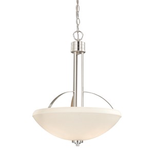 VAXCEL Solna 3 Light Satin Nickel Bowl Pendant White Glass - 1 of 4