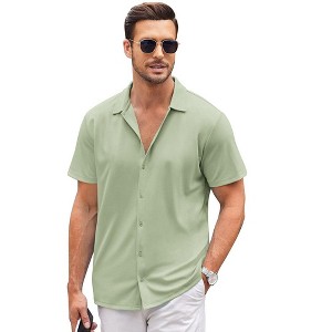 COOFANDY Mens Casual Button Down Shirt Short Sleeve Wrinkle Free Shirts Summer Shirt - 1 of 4