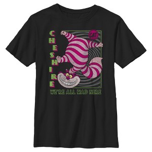 Boy's Alice in Wonderland Cheshire Cat We're All Mad Here Square T-Shirt - 1 of 4
