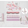 Bacati - Jungle Safari Girls Lilac/Coral Muslin 8 pc Crib Bedding Set with 2 Swaddling Blankets - 4 of 4