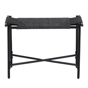 FURNIinspire Ottomans And Benches Handwoven Paper Rope Ottoman Versatile Footrest And Stool For Home And Office, Black, 23.62"*11.42"*17.32" - 1 of 4