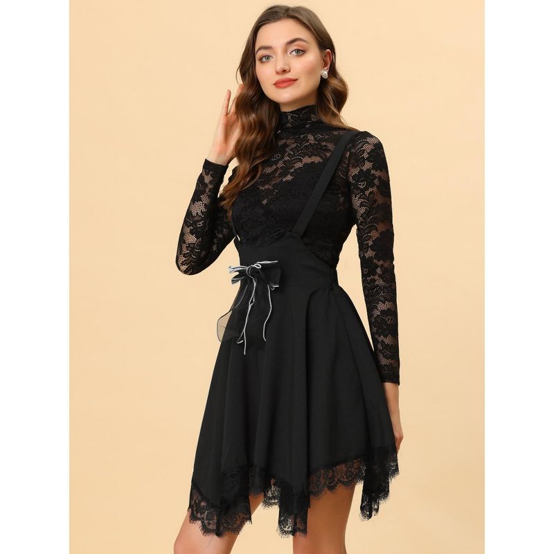 Allegra K Women's Halloween Gothic Skirt Flare Asymmetrical Hem Tulle Steampunk Overall Skirts, 4 of 7