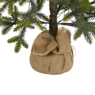 4ft Green Fir Artificial Christmas Tree with LED Lights and Burlap Base