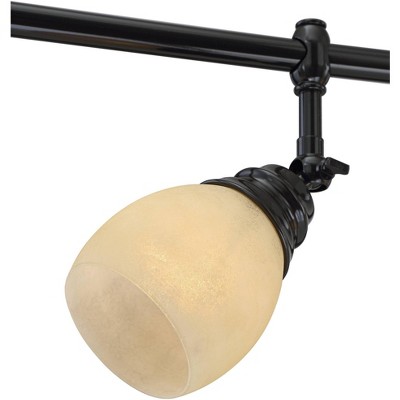 Elm Park 57.5" Bronze Track Light with Amber Glass Shades