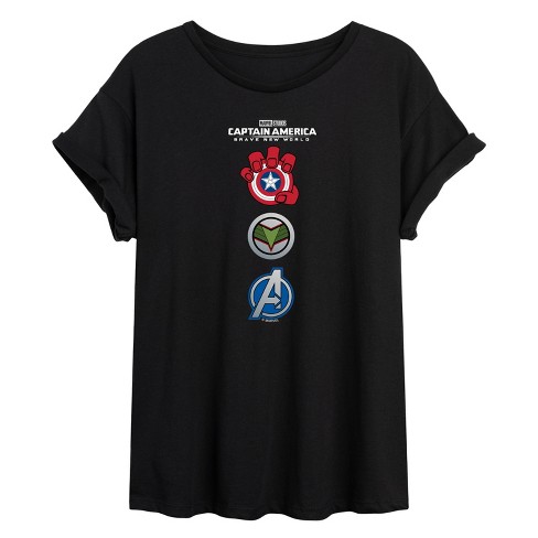 Women's - Marvel - Logo Super Hero Icon Stack Oversized Graphic T-Shirt - image 1 of 4