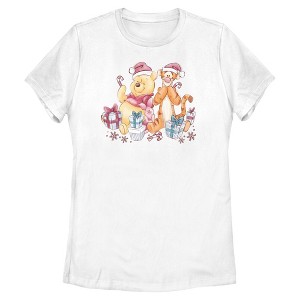 Womens Winnie the Pooh Classic Friends and Christmas Presents T Shirt - 1 of 4