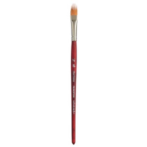 Princeton Velvetouch Filbert Grainer Brush, Synthetic Bristles, Short Handle Mixed Media Paintbrush, Scarlet, Size 3/8 inch, 1 Count - 1 of 4