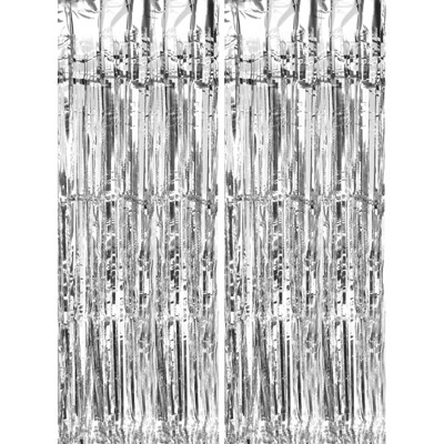 Unique Bargains Wedding Birthday Party Decoration Foil Fringe Backdrop Curtain 2 Pcs