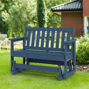 HYLEORY Outdoor Glider Rocking Chair,2 Person Bench Swings for Outside,HDPE All-Weather Resistant 2-Person Loveseat, Patio Glider for Garden Porch - 1 of 4