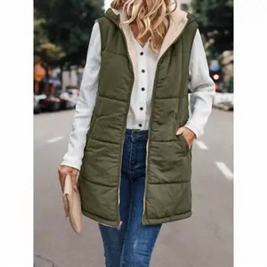 Women's faux-shearling Lined Long Vest with Hood - eLook - 1 of 1