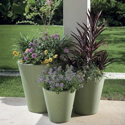 Weathered Terracotta 14" Modern Round Resin Planter