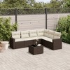 vidaXL 7 Piece Patio Sofa Set with Cushions - Brown and Cream With Table - 2 of 4