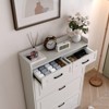 Shoe Cabinet with 3 Flip Drawers and 2 Drawers, Shoe Cabinet Storage for Entryway, Narrow Shoes Organizer for Entryway, White - 4 of 4