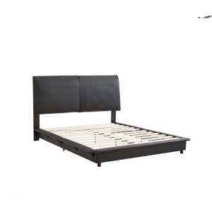 Black Full-Size Sensor-Lit Ergonomic Platform Bed with Backrests - 1 of 4