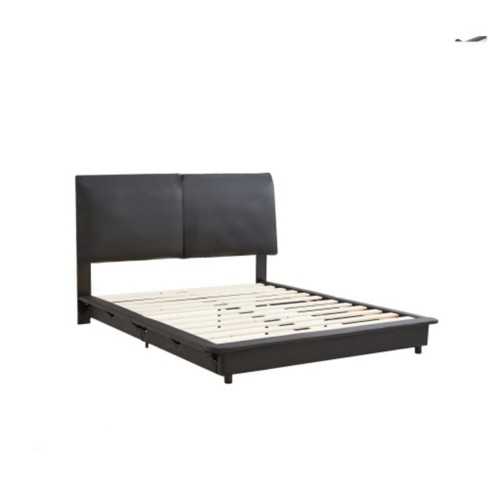 Black Full-Size Sensor-Lit Ergonomic Platform Bed with Backrests - image 1 of 4