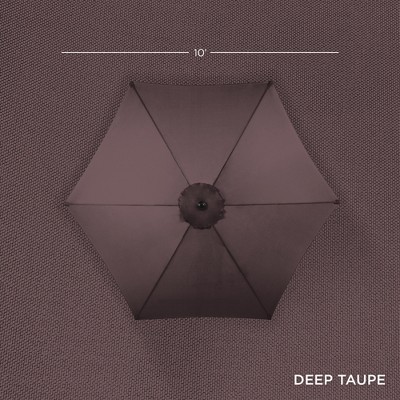 10ft Deep Taupe Steel Market Patio Umbrella with Crank and Tilt