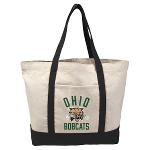 Ohio University Bobcats Arched School Name Canvas Tote Bag With External Pocket, Reusable Shoulder Bag for Shopping, School, Beach - 1 of 4