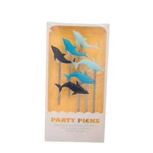 Beachcombers 4" BLUE SILICONE DOLPIN PARTY PICKS Set of 6 - 1 of 2