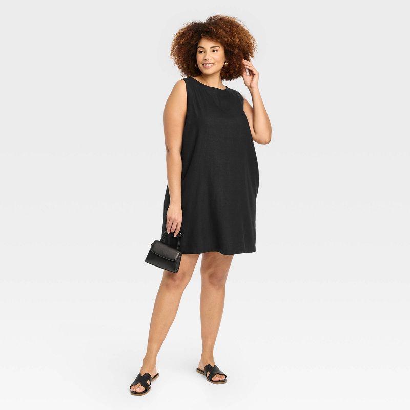 Women's Linen Mini Shift Dress - A New Day™, 4 of 12