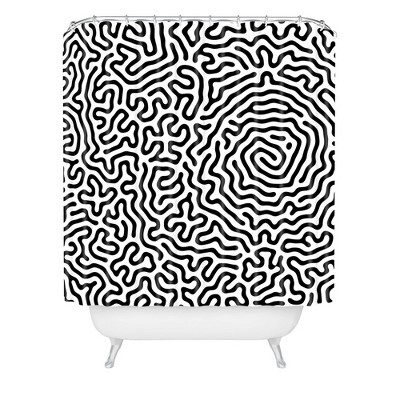 Adam Priester Coral Pattern Shower Curtain Black/White - Deny Designs