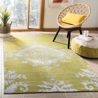 Chartreuse Hand-Knotted Wool and Viscose Area Rug