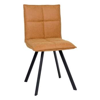 LeisureMod Wesley Modern Faux Leather Dining Chair with Black Metal Legs