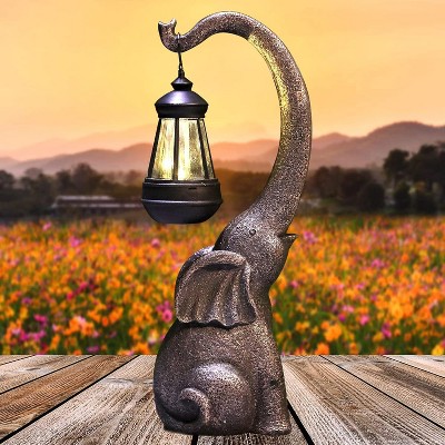 1 PC solar elephant statue, outdoor garden resin crafts for elephant statues, art decorations with solar LED lights