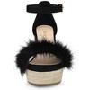 Allegra K Women's Faux Fur Espadrille Platform Heels Wedge Sandals - 3 of 4