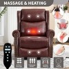 Genuine Leather Swivel Recliner Chair, Manual Rocker Recliner Chair with Heat and Massage, Living Room Single Lounge Sofa Chair-Koiai - 2 of 4