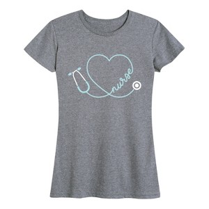 Women's - Instant Message - Nurse Heart Stethoscope Short Sleeve Graphic T-Shirt - 1 of 4