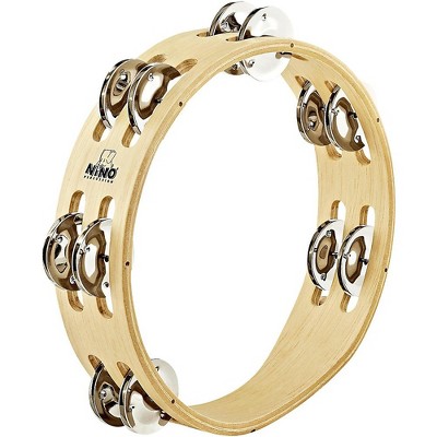 Nino Compact Wood Tambourine with Double Row Nickel Silver Plated Steel Jingles