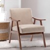 Accent Velvet Armchair, Mid Century Modern Chairs With Ergonomic Backrest, Single Lounge Reading Armchair With Solid Wood Frame For Living Room - 2 of 4