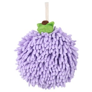 REGALWOVEN Bathroom Soft Absorbent Fluffy Chenille Ball Hand Towels with Wall Hook 6" x 6" 2 Pcs - 1 of 4