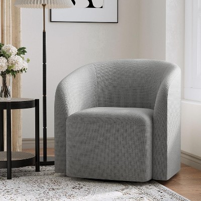 Green Swivel Barrel Accent Chair, Upholstered 360° Rotating Armchair for Living Room, Bedroom, Office, or Waiting Area – No Assembly Needed