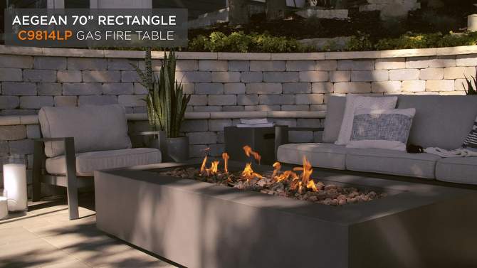 Aegean 70&#34; Rectangle Fire Table with Natural Gas Conversion Kit - Mist Gray - Real Flame, 2 of 10, play video