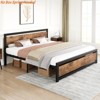 Bed Frame w/ Wooden Headboard Industrial Full Size /Queen Bed/King Size Platform Metal Bedframe No Box Spring Needed - 3 of 4