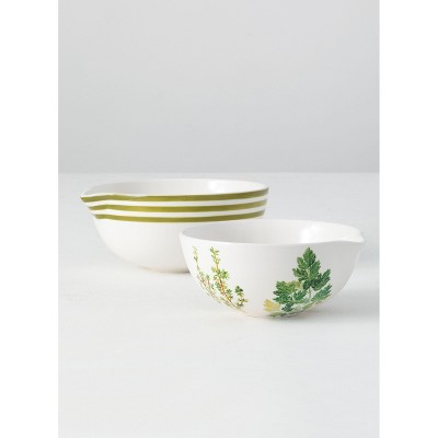 Sullivans Set of 2 Herb Mixing Bowl 3.5"H & 4"H Multicolored