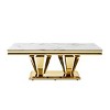 51" Modern Coffee Table with MDF Faux Marble Top, Rectangular Coffee End Table with Stainless Steel Double Pedestal for Living Room-Coolbibila - 4 of 4