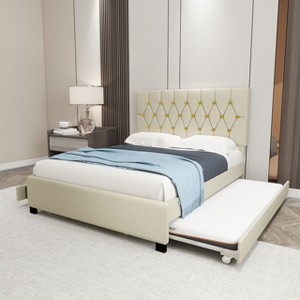 Kumasinova Modern Velvet Queen Bed Frame with Headboard,Platform Bed with Teundle and 2 Storage Drawers for Adults,Kids,No Box Spring Needed - 1 of 4