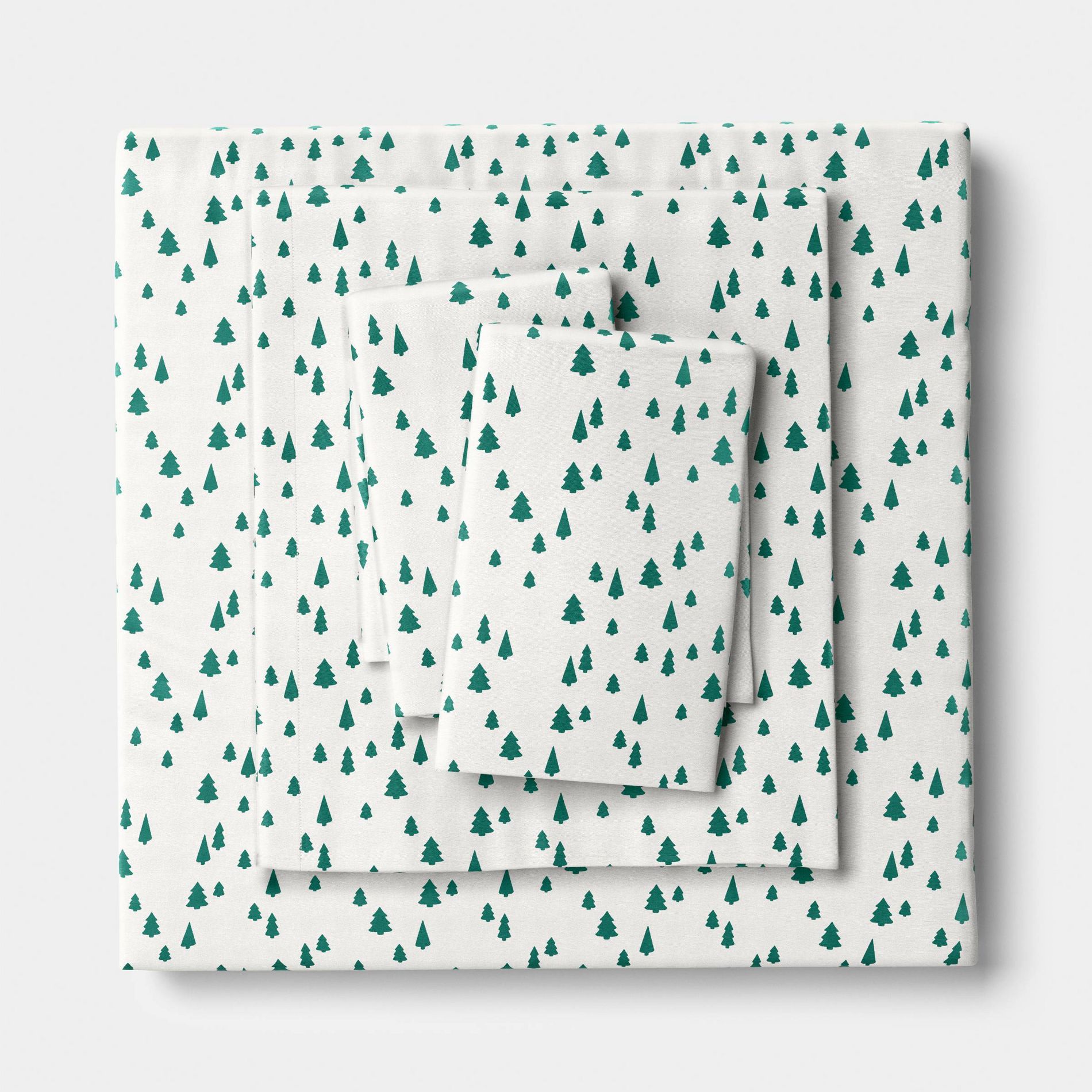 Queen Christmas Holiday Cotton Sateen Sheet Set Tree Scene - Wondershop™