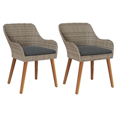 vidaXL Armchair Set of 2 Black PE Rattan Standard Removable Covers