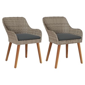 vidaXL Armchair Set of 2 Black PE Rattan Standard Removable Covers - 1 of 2